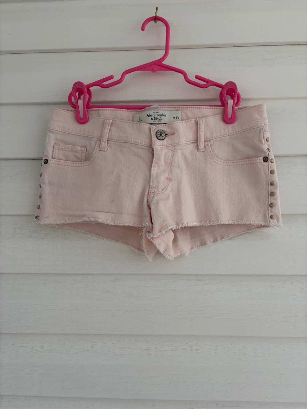 Abercrombie & Fitch Pink Denim Shorts Low Rise Summer Coquette Y2K